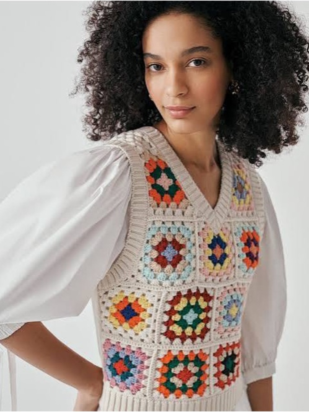 Sea NY Crochet Patchwork Sweater Vest Large